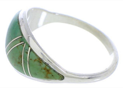Southwestern Sterling Silver Turquoise Inlay Ring Size 6-1/4 ZX36288